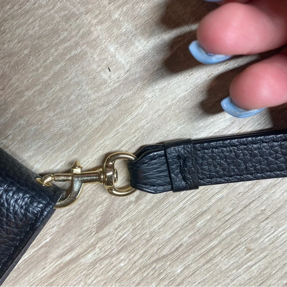 black Rebecca Minkoff Leather Folio phone case Wristlet iPhone 7